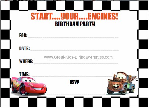 Cars Birthday Party Invitation Templates Free