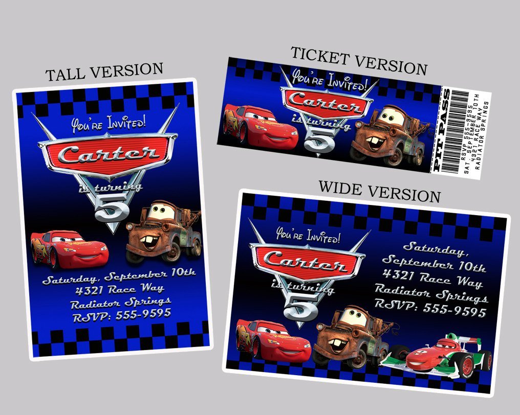 Cars Printable Birthday Invitations