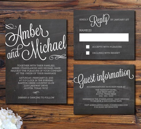 Chalkboard Style Wedding Invitations