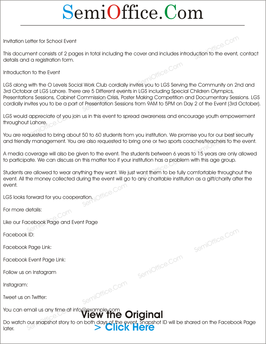 Charity Event Invitation Letter