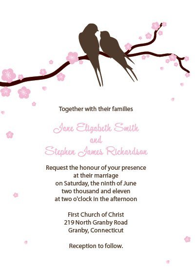 Cherry Blossom Wedding Invitations Templates Free