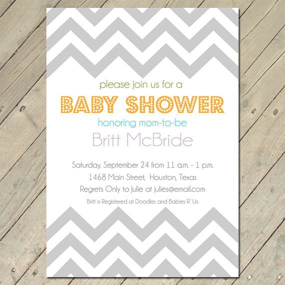 Chevron Baby Shower Invitations Etsy