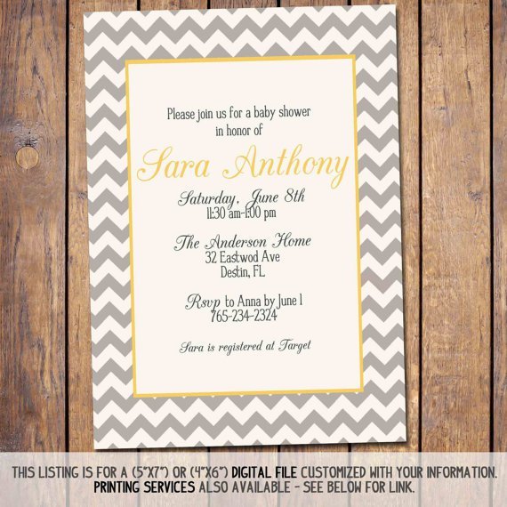 Chevron Baby Shower Invitations Etsy