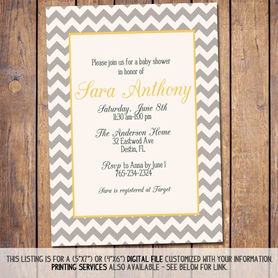 Chevron Baby Shower Invitations Etsy