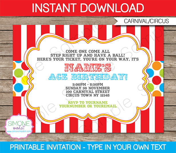 Circus Party Invitation Wording Ideas