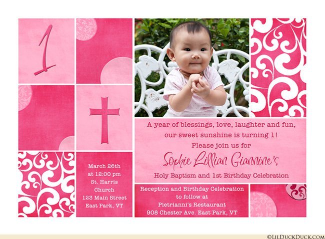 Combined Birthday And Christening Invitations