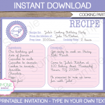 Cooking Party Invitation Templates