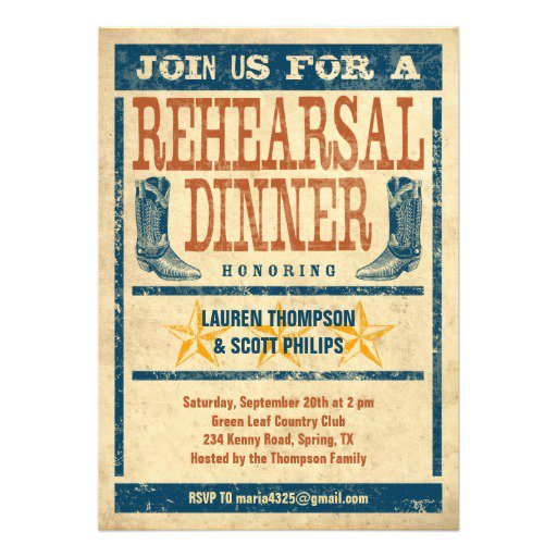 Country Wedding Rehearsal Dinner Invitation