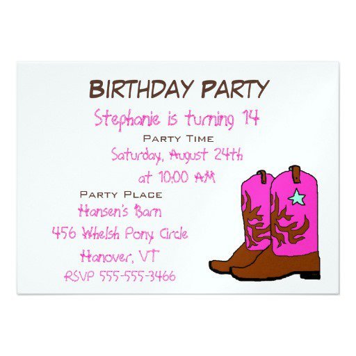 Cowgirl Birthday Party Invitations Template