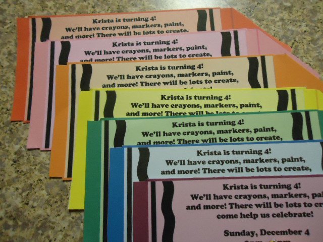 Crayola Themed Birthday Party Invitations