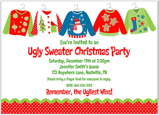 Crazy Christmas Sweater Party Invitations