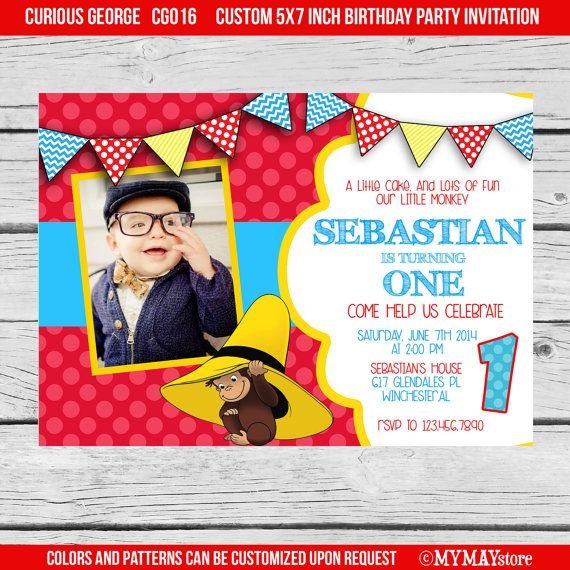 Curious George 1st Birthday Invitations