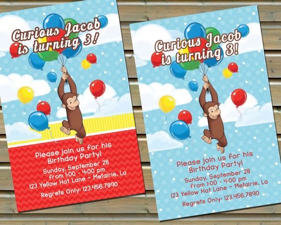 Curious George Birthday Invitations With Photo
