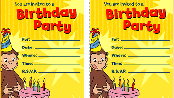 Curious George Printable Party Invitations