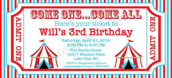 Custom Circus Birthday Invitations