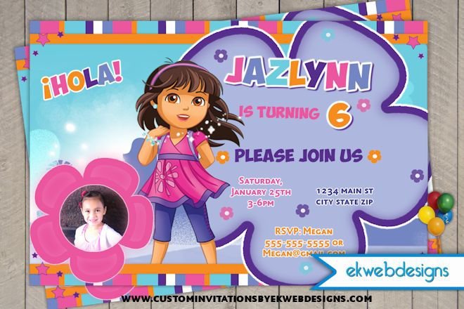 Custom Dora Birthday Invitations