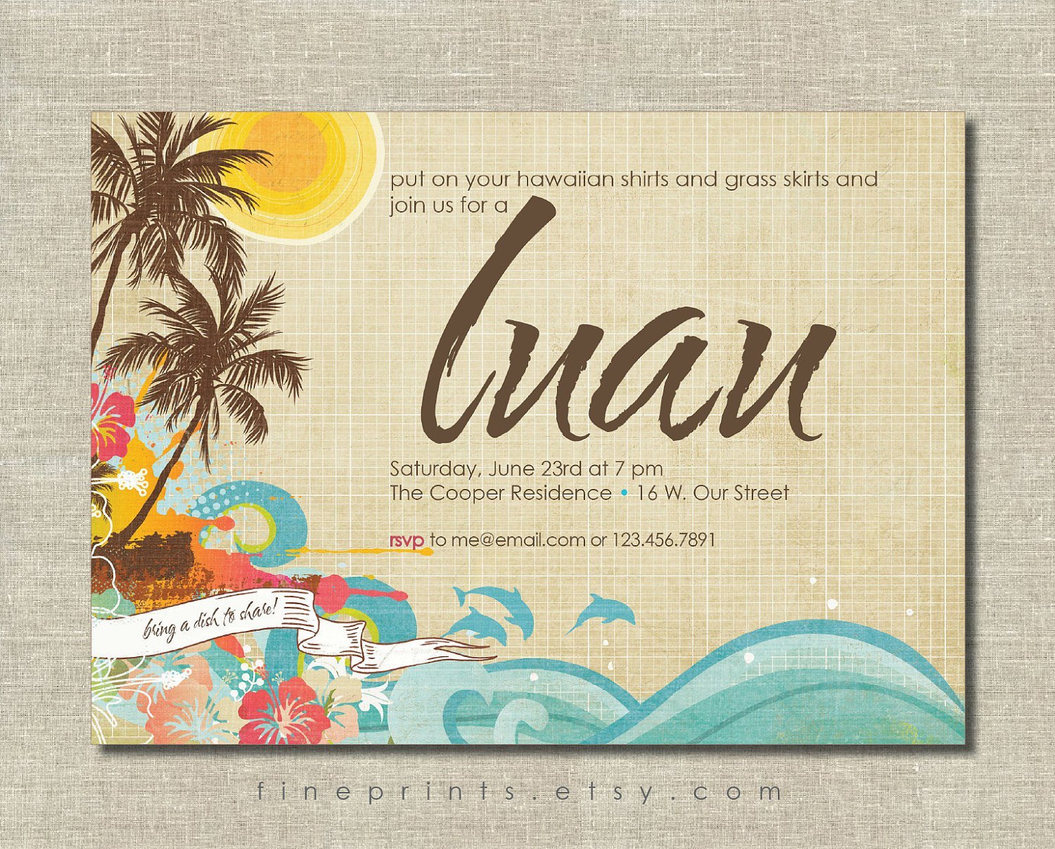 Custom Luau Birthday Invitations