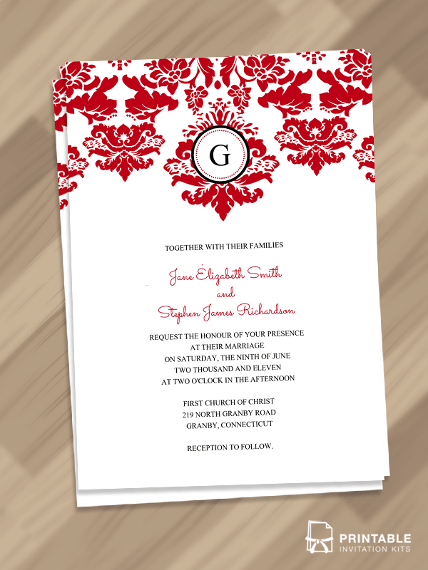 Damask Templates Invitation