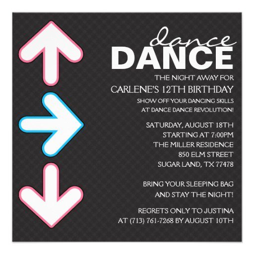 Dance Birthday Party Invitations