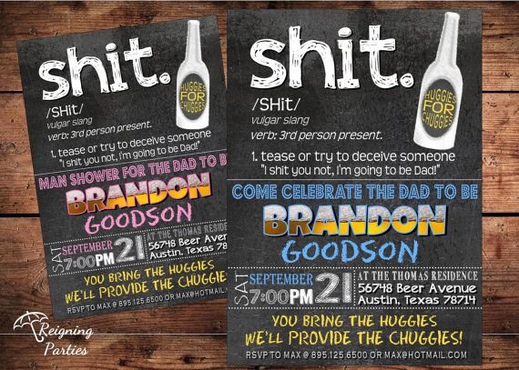 Diaper Party Invitations For Men