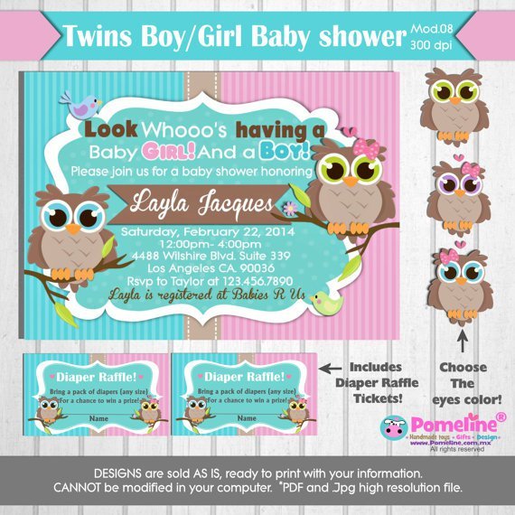 Diaper Shower Invitations For Twins