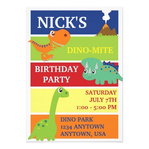 Dinosaur First Birthday Invitations