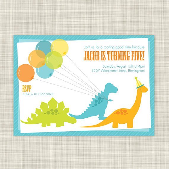 Dinosaur Invitations Etsy