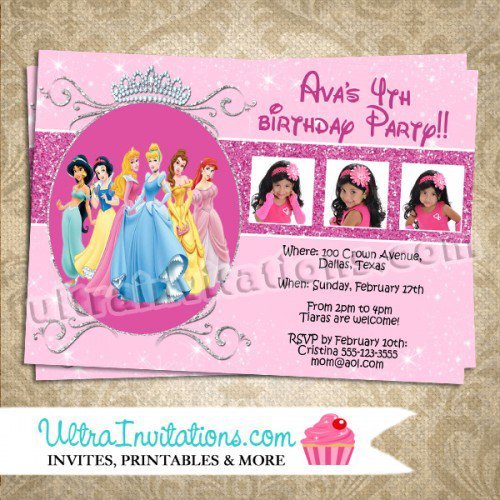 Disney Princess Custom Birthday Invitations