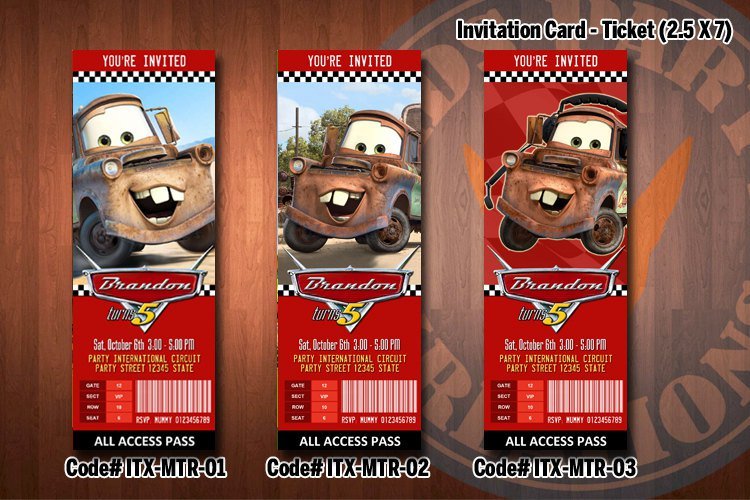 Disney Tow Mater Invitations