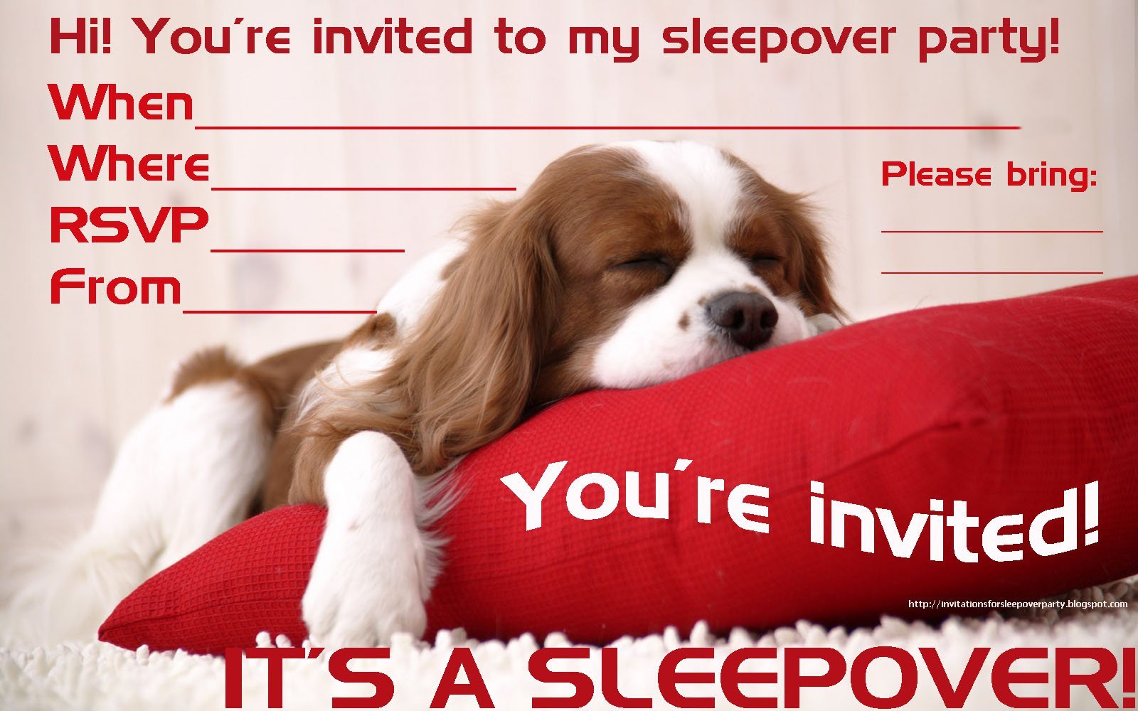 Dog Sleep Over Invitation Templates