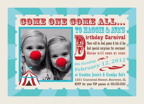 Double Circus Birthday Invitation Wording