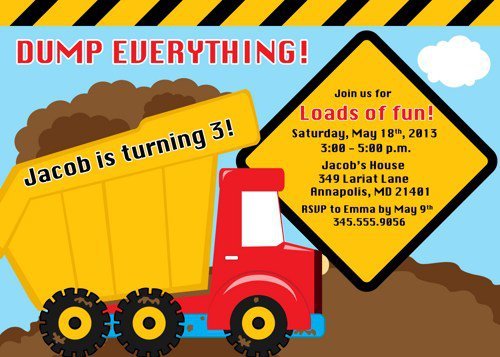 Dump Truck Invitation Templates