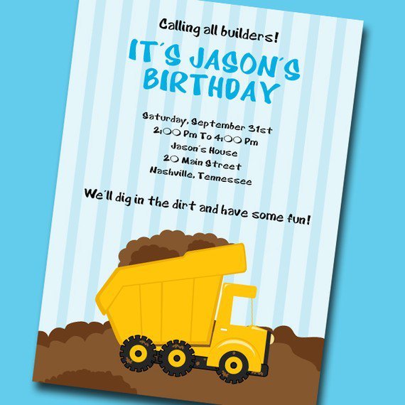 Dump Truck Party Invitation Template