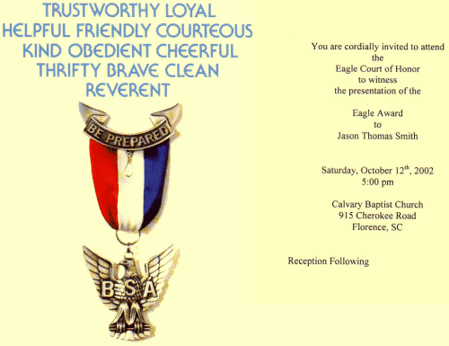 Eagle Scout Invitation Cards 50 Pack