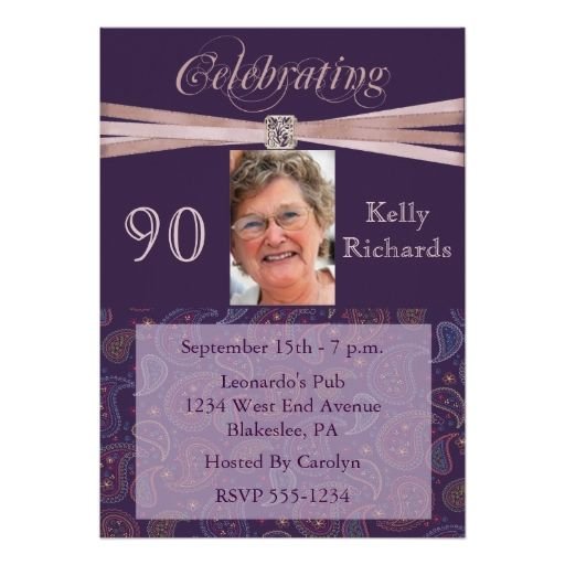 Elegant 90th Birthday Invitations