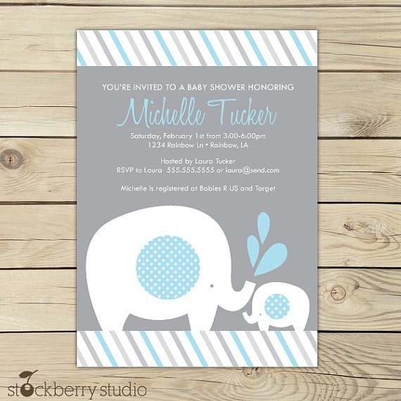 Elephant Baby Shower Invitations Printable Free