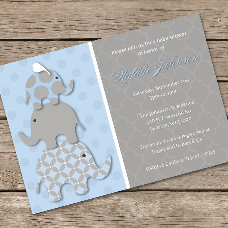 Elephant Baby Shower Invitations Templates