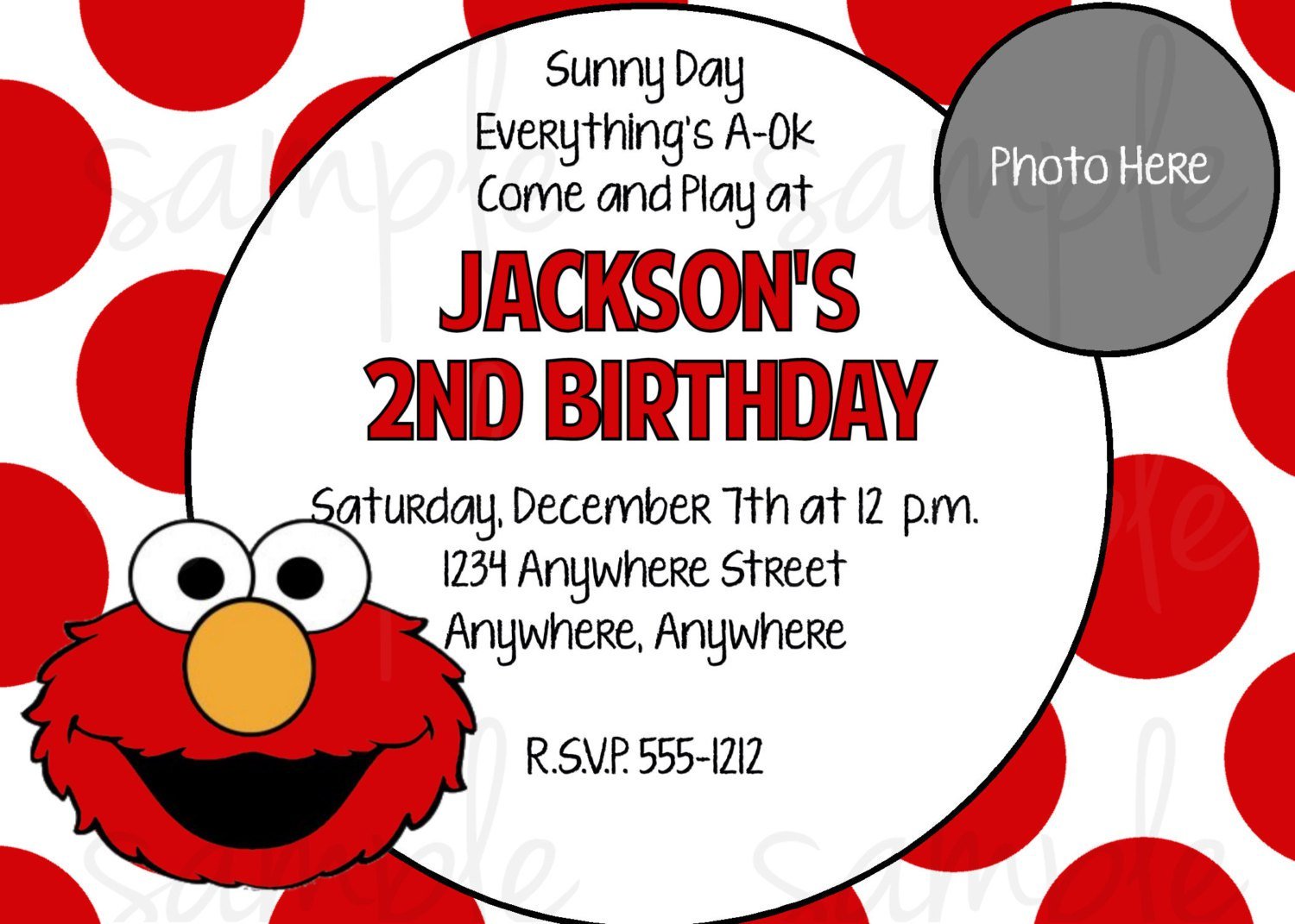 Elmo 1st Birthday Party Invitations