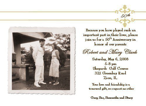 Examples 50th Wedding Anniversary Invitations