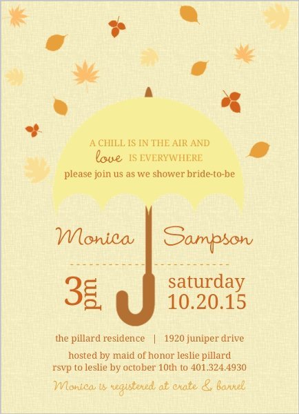 Fall Bridal Shower Invitations