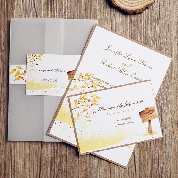Fall Pocket Wedding Invitation