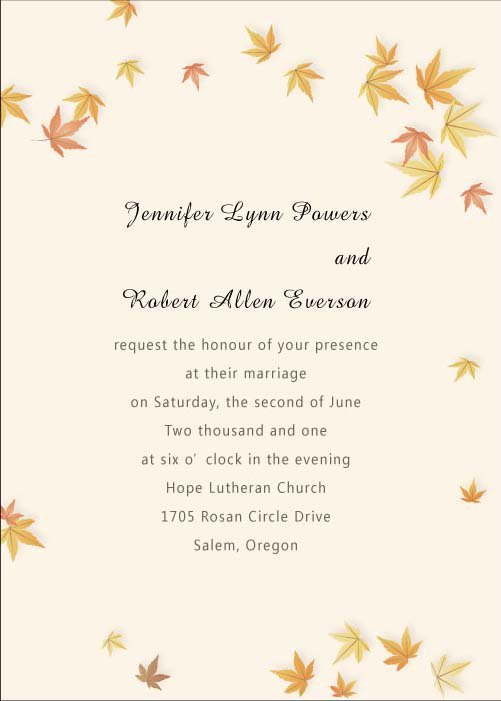 Fall Wedding Invitation Kits Discount