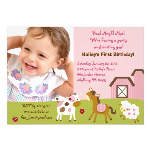 Farm Animal Birthday Invitations