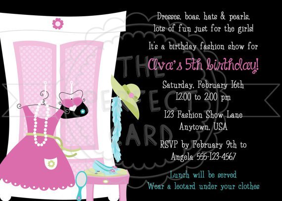 Fashion Show Birthday Party Invitation Wording