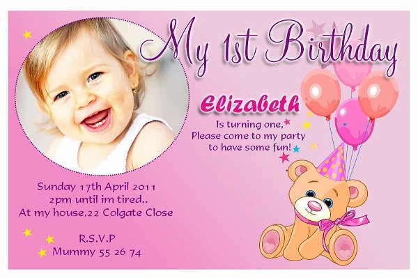 First Birthday Girl Invitations Wordings