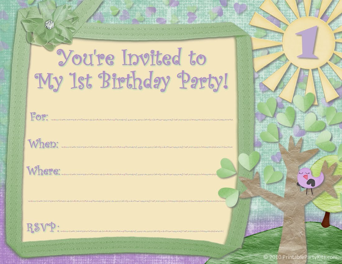 First Birthday Invitation Printable Cards