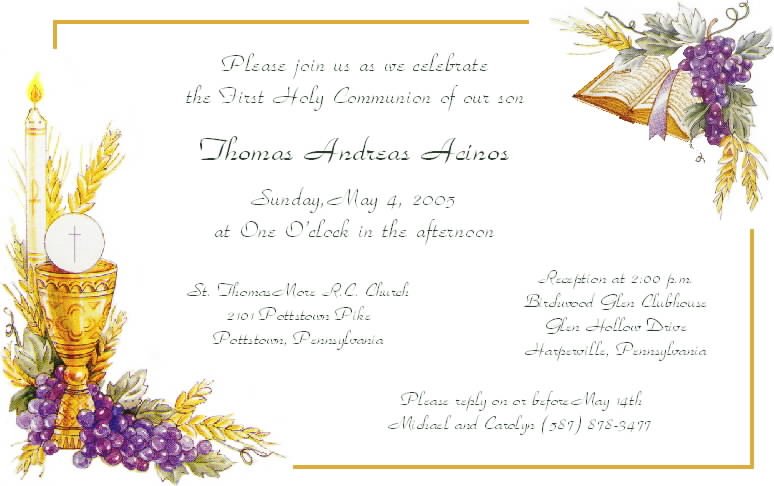 First Holy Communion Invitations Free Templates