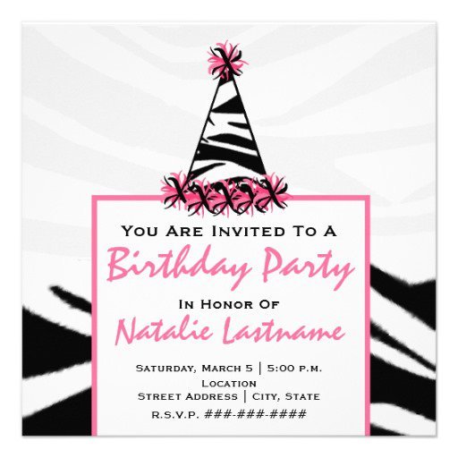 Free Pink Zebra Print Invitations