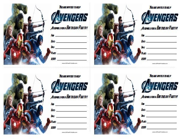 Free Printable Avengers Birthday Party Invitations