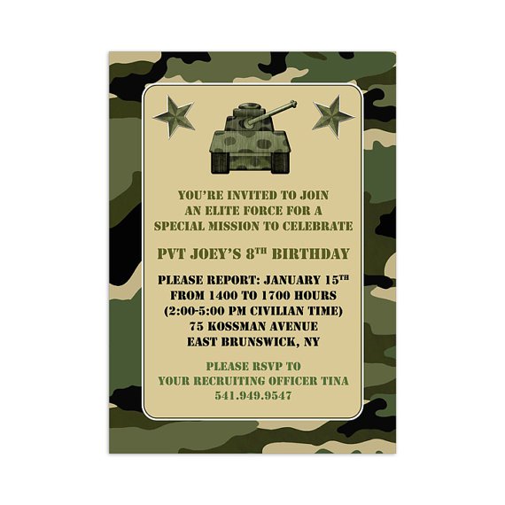 Free Printable Birthday Invitations Camo